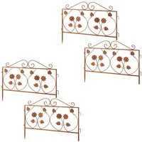 Kobolo Gartenstecker LEAVES 4er Set Zaun Zaunfeld Rankhilfe Rostoptik (4er Set, 4-St., 2er Set) Zaunfelder