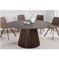 riess-ambiente Esstisch VALHALLA WOOD Ø140cm smoked braun (Einzelartikel, 1-St), Küche · Eiche · Design · lackiert · rund · Säulenfuß · Japandi Style