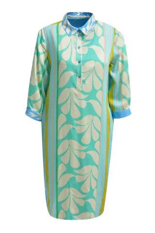 Milano Italy - Dress with collar, half placket, 3/4 sleeves w cuffs - Gr. - 42