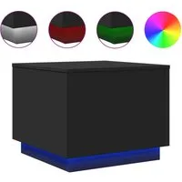 vidaXL Ablagetisch, Couchtisch mit LED-Leuchten Schwarz 50x50x40 cm