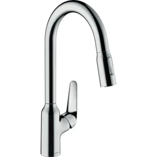 hansgrohe Focus M42 Küchenarmatur 220 2jet 71800000 mit Ausziehbrause, Schwenkbereich 360°, chrom