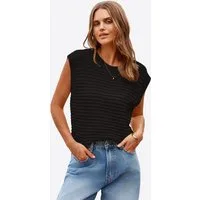 Imily Bela Strickweste Damen Strickweste mit Rundhalsausschnitt (Packung, 1-tlg., 1per-Pack) Gestreiftes Stricken