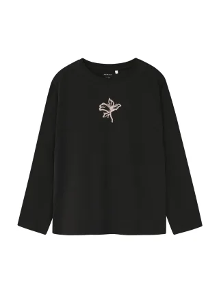 NAME IT - NKFOLGA NREG LS TOP Black - Gr. - 134/140