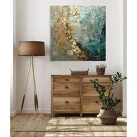 queence Acrylglasbild Goldenes Mosaik, Abstrakt, Abstrakte, Formen, Gemälde, Kunst (1 St), Fine Art-Print in Galeriequalität