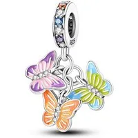 PANDACHARMS Bead Pastellfarbene Schmetterlinge Charm Anhänger, 925er Silber