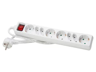 KOPP Steckdosenleiste 129502003, 8-fach, Schalter, 1,4 m Zuleitung, BS, weiß