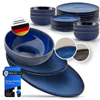 Glavory Geschirr-Set Eclipse - Steingut Geschirr Set - 18-teilig für 6 Personen Teller Set, 6 Personen, handmade spülmaschinenfest und mikrowellengeeignet, Geschenkverpackung