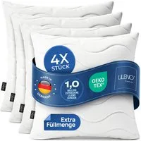 LILENO HOME Kopfkissen LILENO HOME Allergiker Kopfkissen Oeko-Tex & - Made in Germany, Füllung: 100% Polyester, Seitenschläfer, Bauchschläfer, Rückenschläfer, Spar-Set, 4er Set, Kopfkissen 80x80 cm HART mit 1.200g Füllung, allergikergeeignet
