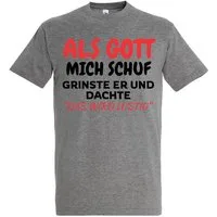 Youth Designz T-Shirt Als Gott mich Schuf: Herren T-Shirt mit lustigen Aufdruck als Geschenk mit witzigen Frontprint für Männer