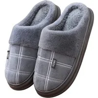 NEXORA Hausschuhe Damen Herren gefüttert rutschhemmend grau schwarz Hausschuh (Paar, Paar) Weich gefüttert, rutschhemmend, warm, bequem, kuschelig, Unisex