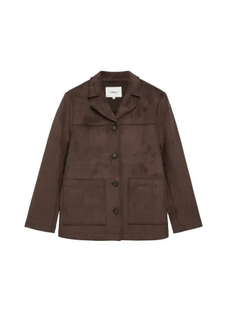 s.Oliver Red Label - Shacket in Veloursoptik braun - Gr. - 40