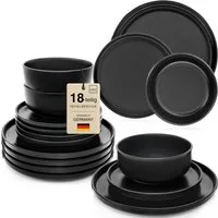 SÄNGER Tafelservice Madeira Geschirr-Set (18-tlg), 6 Personen, Steingut, schwarz Matt, Tafelservice, Handmade, VALUE COLLECTION