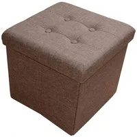 style home Sitzhocker faltbare Sitzbank mit Stauraum, 38*38*38cm (Aufbewahrungsbox mit Deckel, gepolstert Sitzwürfel Fußhocker, Sitztruhe aus Leinen), für Wohnzimmer Schlafzimmer, Braun