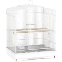MC Star Vogelkäfig im Vintage-Design für kleine Vogelarten inkl, Zubehör 46,5 x 36 x 59 cm Stahl, Holz