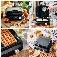 Adler Waffeleisen Adler AD3087 Waffeleisen mit LED-Anzeige für 2 Waffeln, schwarz, 1500W