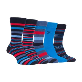 5er Pack Herren Bambus Socken mit bunten Streifenmuster