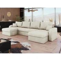 MIRJAN24 Wohnlandschaft Kris U Cord, mit Schlaffunktion und drei Bettkasten, U-Form mit Kissen-Set, L: 304 cm