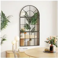 HOMCOM Wandspiegel mit Metallrahmen, dekorative Fensterspiegel (Hängespiegel, 3-St., bogenförmiger Spiegel), für Badezimmer Wohnzimmer Schwarz