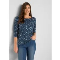 bonprix Langarmshirt lockere Passform, mit All-Over Print, mit eckigem Ausschnitt