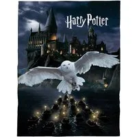 Kinderdecke Super flauschige Harry Potter Kuscheldecke Motiv "Hedwig" 150x200 cm, Familando, mit Schriftzug und Zauberschule Hogwarts