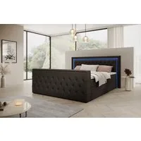 PROMETO Möbel Boxspringbett Doppelbett 180x200 mit Matratze, Schubladen TV-Lift LED Beleuchtung, inkl. 7-Zonen-Taschenfederkernmatratze, TV-Lift im Fußteil, Topper