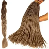 soulima Kunsthaar-Extension Haarverlängerung Ombre Zopf, 60 cm lang, dicht verarbeitet, mattes Finish für natürlichen Look