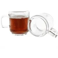 Almina Gläser-Set 6 Tlg. Riffle Gläser-Set Trinkgläser 360 ml mit Henkel Transparent, 6-tlg.