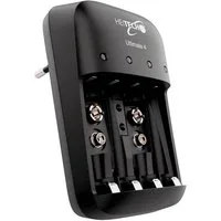 HEITECH Promotion GmbH Stecker Ladegerät Schnellladefunktionen für AA/AAA Akku und 9V E-Block Akku-Ladestation (1-tlg., Deutsche Marke, Kostenloser Versand)