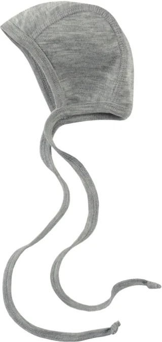 Engel Natur Merino/Seide Babyhäubchen GOTS 62/68 hellgrau melange