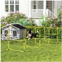 PawHut Agility-Hürde Slalom Stangen, Hunde Training Set, Kunststoff, Hunde Hürden-Set (4-tlg) für Hunde, Gelb