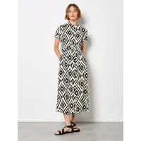 Apricot Hemdblusenkleid Druckkleid (mit Bindeband) mit Bindeband