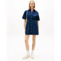 Tommy Jeans Hemdblusenkleid TJW MINI STRIPE SHIRT DRESS mit Taillen Bindeband, Relaxed Fit