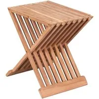 MR.DEKO Beistelltisch Teak klappbar Fishbone – 40x40 cm, kleiner Gartentisch für Balkon (Ideal zu Deckchairs kombinierbar – für drinnen & draußen geeignet, 1-St), Plantagen-Teak – wetterfest, vielseitig, 51 cm hoch