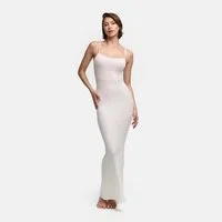 cfab Jerseykleid Ribbed Cami Maxikleid-Snow White-XL (1-tlg)