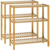 Casaria Standregal, Regal Stehend Holz 3 Ablagen 30kg Belastbar Schmal Küche Klarlack