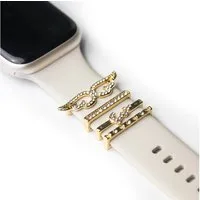 ARTVALL Smartwatch-Armband Apple Watch Charms Set 38/40/41mm & 42/44/45/49mm, Watch Band Charms Engelsflügel & Strasssteine Gold