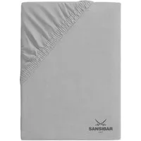 Sansibar Sylt Spannbettlaken Spannbettlaken "Sansibar Jersey Bettlaken“ Premium Qualität, Gummizug: rundum, mit hochwertigem Sansibar Logo-Druck, Fähnchen am Steg, Rundumgummizug