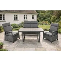 Green Spirit Balkonset Montana Garten-Sitzgruppe Aluminium Anthrazit 4 Personen Keramik, (Set, 4-tlg., 1x 2-Sitzer Sofa, 2x Sessel, 1x Tisch, inkl. Auflagen), Aluminium, grau, für 4 Personen, wetterfest, Garten, Terrasse, Balkon