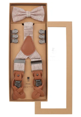 prince bowtie - Set Hosenträger+Fliege Uni beige - Gr. - OS
