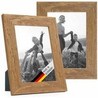PHOTOLINI Bilderrahmen 2er Set Strandhaus Rustikal Massivholz