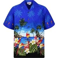 Pacific Legend Hawaiihemd "Papagei mit Schwarz" Herren Kurzarm Kokosknöpfe Original Hawaii