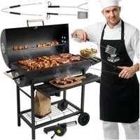 Five-Star Grill&Chill Holzkohlegrill Holzkohlegrill - Großer Grill Holzkohle 71×35 cm Chromrost, 115 × 36 × 90 cm (L x B x H)