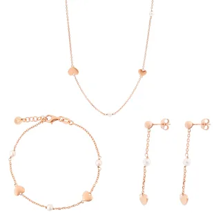 Orphelia 'Nahara' Damen 925er Sterling Silber Set: Kette + Armband + Ohrringe - Rose SET-7378