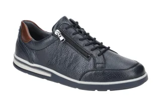 Waldl?ufer 623005 KLEMENS Herren Sneaker Blau/Cognac Echtleder Wechselfu?bett