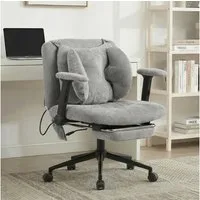 Leawin Drehstuhl Ergonomischer Bürostuhl mit Air-Lordosenstütze, Breiter Drehstuhl mit Rollen, weich gepolstert bis 150 kg
