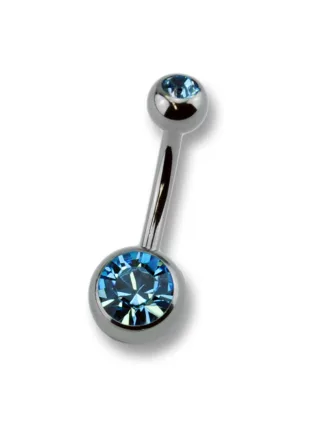 Zeeme Body Jewelry Piercing Titan silberfarben Kristall dunkelblau