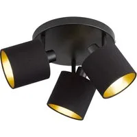 Reality Leuchten Deckenstrahler Tommy, ohne Leuchtmittel, 3-flammig (E14) in schwarz-gold Optik, Spots einzeln schwenkbar