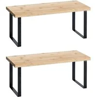 Basera® Regal Regal aus Bambus und schwarzem Metallgestell, 2-tlg., 2er Set, stapelbar