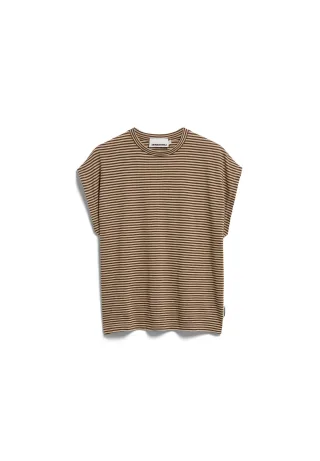 Armedangels - SLUB JERSEY STRIPE T-SHIRT sand stone-dried palm - Gr. - S