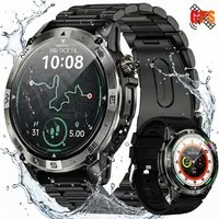 Vashoy Smartwatch Herren Damen mit GPS, 1,43" AMOLED für den Outdoor-Einsatz Smartwatch (390mm cm/1.43 Zoll, Android4.4/ISO1.0) Spar-Set, 3-tlg., IP68 wasserdicht, 160+ Sportmodi, Herzfrequenz, Schlaf&Schrittzähler,Outdoor Sportuhr für Android/iOS